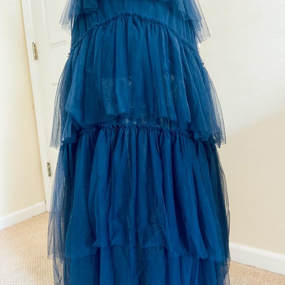 Nordstrom Navy Blue Tiered Tull Maxi Dress NWOT - Picture 8 of 13